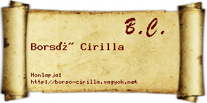 Borsó Cirilla névjegykártya
